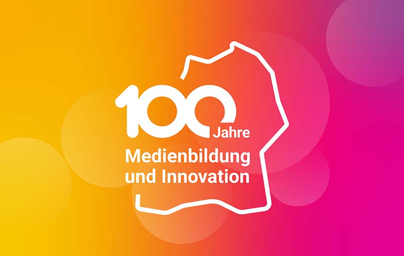 Logo 100 Jahre Medienbildung und Innovation