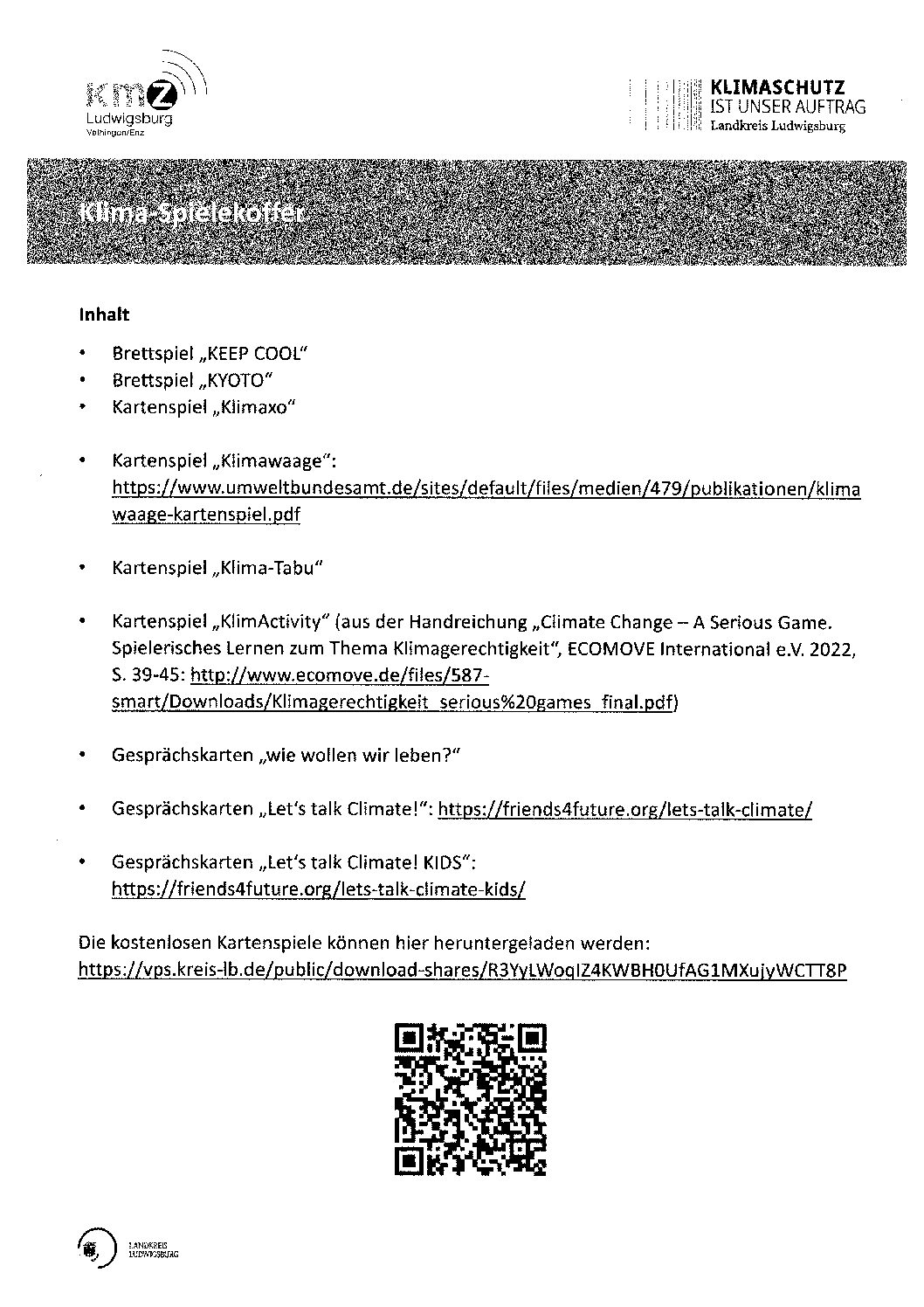 Themenkoffer mit Spielen zum Thema Klimakrise/Klimaschutz / KMZ-Nr. 90750060 – Bild 2